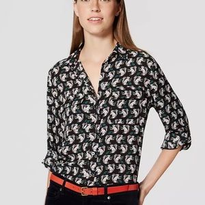 LOFT Squirrel Utility Blouse, small